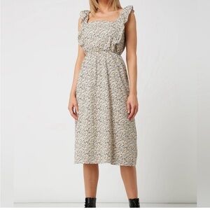 Madewell Floral Midi Dress - Cream and Blue